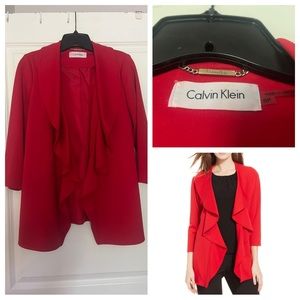 EUC Calvin Klein Waterfall Open Blazer Red Size 8P